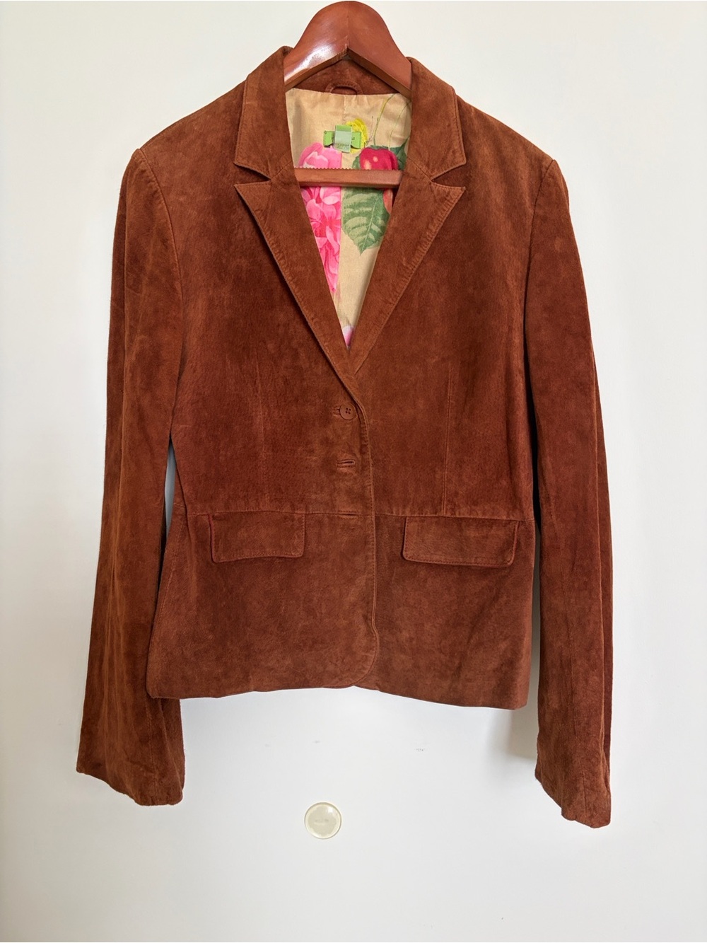 Classic Brown John Carlisle Essentials Blazer, large, with floral lining!